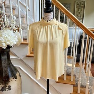 Ann Taylor Classy Yellow Mock Neck Blouse in Yellow